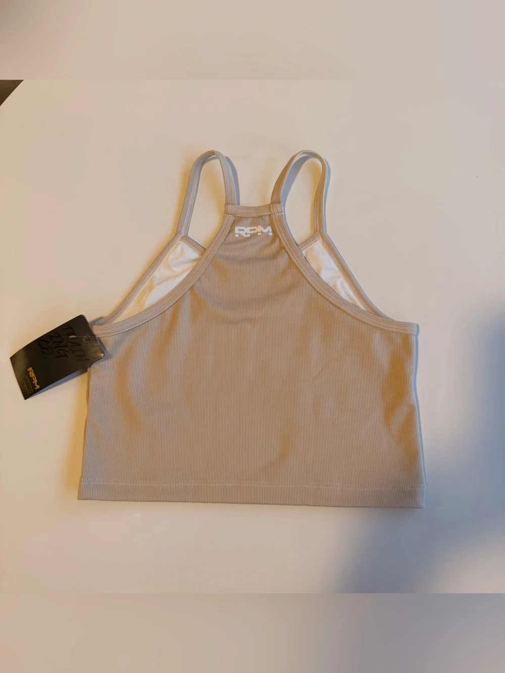 Beige Ribbed Crop Tank Top - RPM - Picture 2 of 5